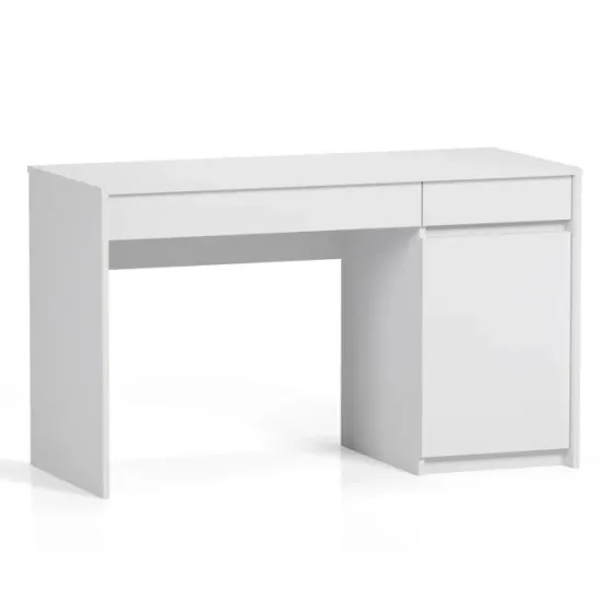 Masa de birou ML-Mobila Dual Form cu corp de depozitare și sertar pe partea dreaptă (1250), 125x55 cm, White Diamant