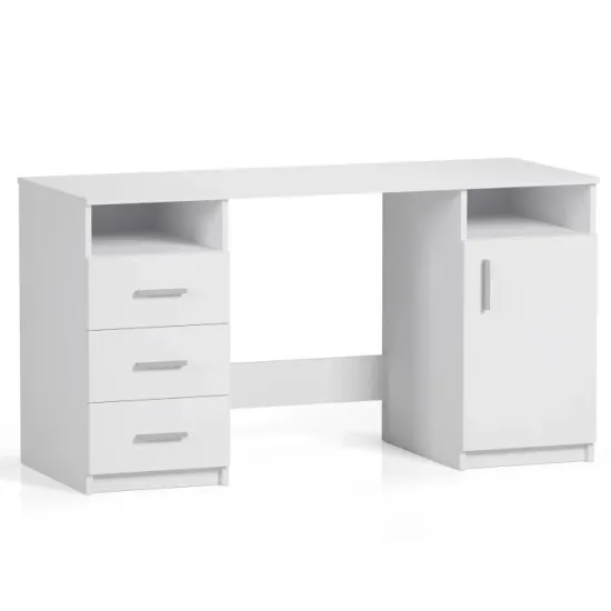 Masa de birou ML-Mobila MaxiForm cu 2 corpuri de depozitare (1400), 140x55 cm, White Diamant