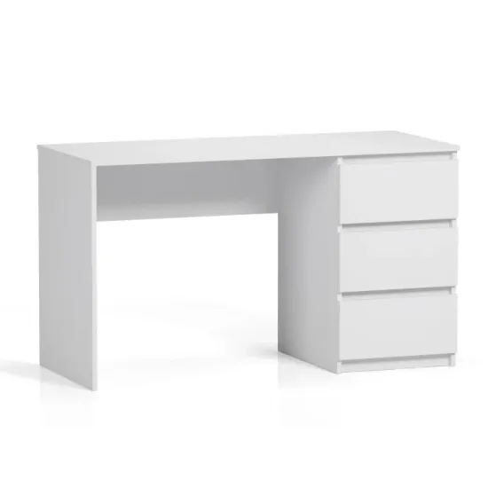 Masa de birou ML-Mobila SoloForm cu 3 sertare (1300), 130x55 cm, White Diamant
