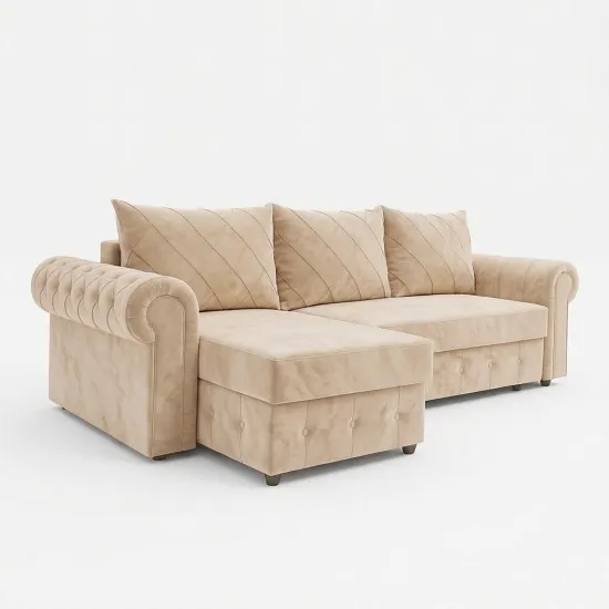 Canapea de colț ArtVent Cesterfild 2, 2,55x0,75x1,47 m, Imperia Hummus