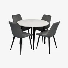 Комплект стола и стульев Eva DT-402-3B + 4 YTC-055B, BLUVEL-14 Dark Grey