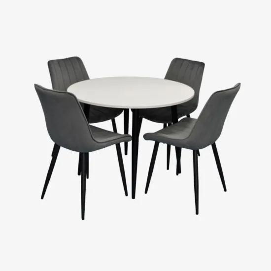 Set de masă și scaune Eva DT-402-3B + 4 YTC-055B, BLUVEL-14 Dark Grey