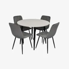 Комплект стола и стульев Eva DT 402-3B + 4 YTC-080B, BLUVEL-14 Dark Grey