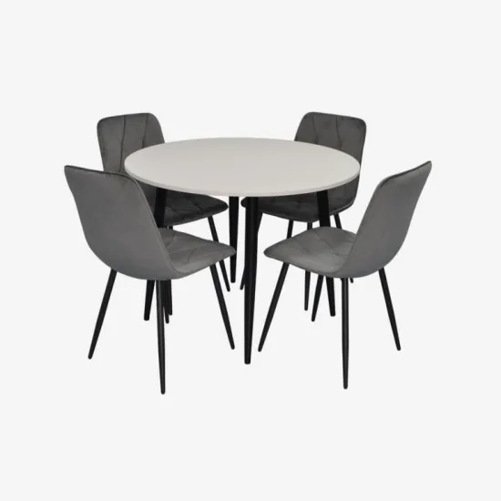 Set de masă și scaune Eva DT 402-3B + 4 YTC-080B, BLUVEL-14 Dark Grey