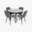 Set de masă și scaune Eva DT 402-3B + 4 YTC-080B, BLUVEL-14 Dark Grey