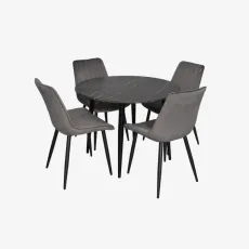 Комплект стола и стульев Eva DT 402-6B + 4 YTC-055B, BLUVEL-14 Dark Grey