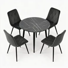 Комплект стола и стульев Eva DT 402-6B + 4 YTC-080B, BLUVEL-14 Dark Grey