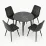 Комплект стола и стульев Eva DT 402-6B + 4 YTC-080B, BLUVEL-14 Dark Grey