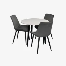 Комплект стола и стульев Eva DT 404-3B + 3 YTC-055B, BLUVEL-14 Dark Grey