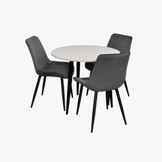 Комплект стола и стульев Eva DT 404-3B + 3 YTC-055B, BLUVEL-14 Dark Grey