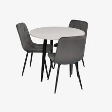 Комплект стола и стульев Eva DT 404-3B + 3 YTC-080B, BLUVEL-14 Dark Grey