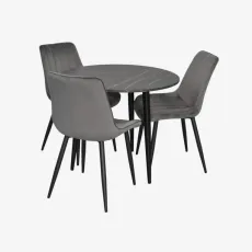 Комплект стола и стульев Eva DT 404-6B + 3 YTC-055B, BLUVEL-14 Dark Grey