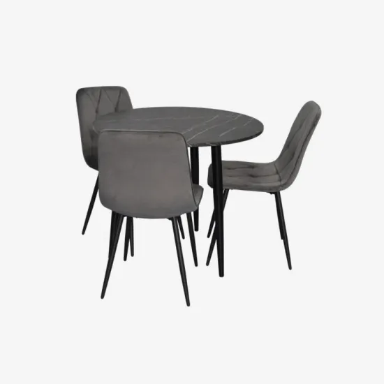 Комплект стола и стульев Eva DT 404-6B + 3 YTC-080B, BLUVEL-14 Dark Grey
