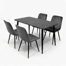 Комплект стола и стульев Eva DT 405-6B + 4 YTC-078B, BLUVEL-14 Dark Grey