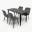 Комплект стола и стульев Eva DT 405-6B + 4 YTC-078B, BLUVEL-14 Dark Grey
