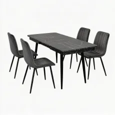 Комплект стола и стульев Eva DT 431-3R B + 4 YTC-078B, BLUVEL-14 Dark Grey