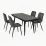 Комплект стола и стульев Eva DT 431-3R B + 4 YTC-078B, BLUVEL-14 Dark Grey