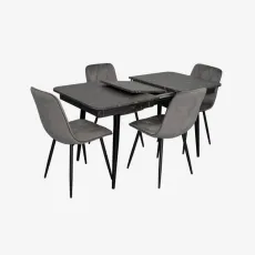 Комплект стола и стульев Eva DT 431-3R B + 4 YTC-080B, BLUVEL-14 Dark Grey