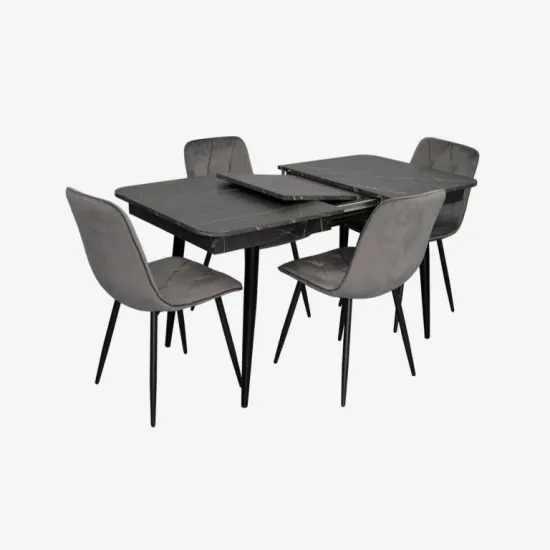 Комплект стола и стульев Eva DT 431-3R B + 4 YTC-080B, BLUVEL-14 Dark Grey