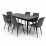 Комплект стола и 6 стульев Eva DT 431-3R B + 6 YTC-078B, BLUVEL-14 Dark Grey