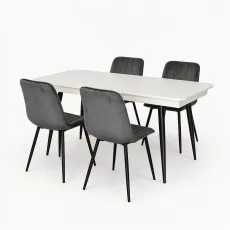 Комплект стола и стульев Eva DT 432-1R B + 4 YTC-078B, BLUVEL-14 Dark Grey