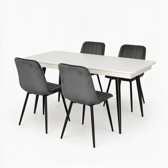 Комплект стола и стульев Eva DT 432-1R B + 4 YTC-078B, BLUVEL-14 Dark Grey