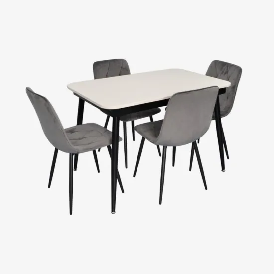 Комплект стола и стульев Eva DT 531R B + 4 YTC-080B, BLUVEL-14 Dark Grey