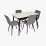 Комплект стола и стульев Eva DT 531R B + 4 YTC-080B, BLUVEL-14 Dark Grey