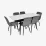 Комплект стола и стульев Eva DT 531R B + 6 YTC-080B, BLUVEL-14 Dark Grey