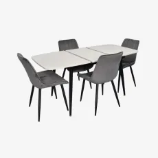Set de masă și scaune Eva DT 532R B + 4 YTC-055B, BLUVEL-14 Dark Grey
