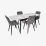 Set de masă și scaune Eva DT 532R B + 4 YTC-055B, BLUVEL-14 Dark Grey
