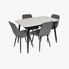 Комплект стола и стульев Eva DT 532R B + 4 YTC-080B, BLUVEL-14 Dark Grey