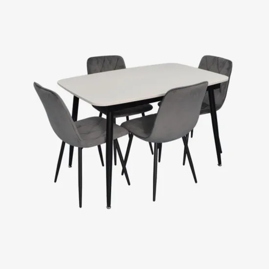 Комплект стола и стульев Eva DT 532R B + 4 YTC-080B, BLUVEL-14 Dark Grey