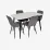 Комплект стола и стульев Eva DT 532R B + 4 YTC-080B, BLUVEL-14 Dark Grey