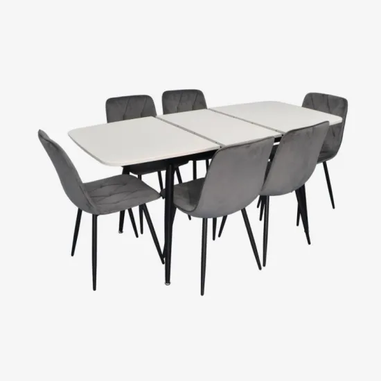 Комплект стола и стульев Eva DT 532R B + 6 YTC-080B, BLUVEL-14 Dark Grey
