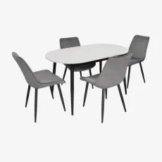 Set de masă și scaune Eva DT 533R B + 4 YTC-055B, BLUVEL-14 Dark Grey