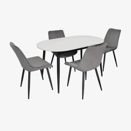 Set de masă și scaune Eva DT 533R B + 4 YTC-055B, BLUVEL-14 Dark Grey
