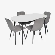 Комплект стола и стульев Eva DT 533R B + 4 YTC-080B, BLUVEL-14 Dark Grey