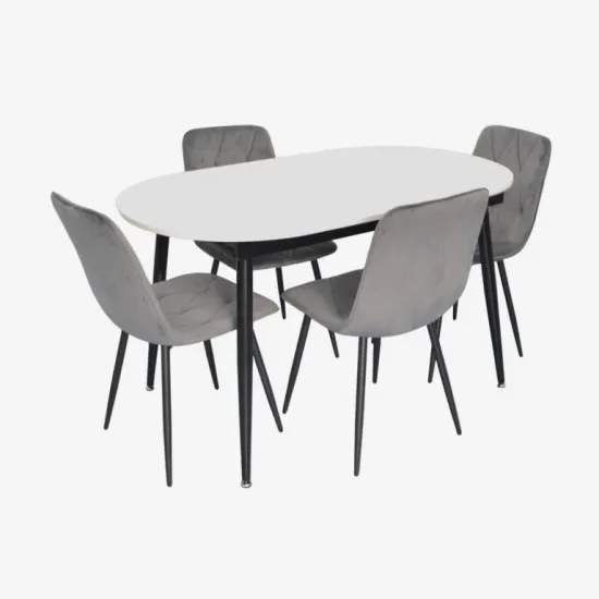Комплект стола и стульев Eva DT 533R B + 4 YTC-080B, BLUVEL-14 Dark Grey