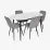 Комплект стола и стульев Eva DT 533R B + 4 YTC-080B, BLUVEL-14 Dark Grey