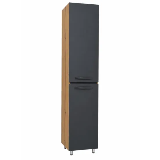 Шкаф-пенал для ванной напольный Mashtab Torino 35x190x35, с полками, Дуб/Антрацит (12337)