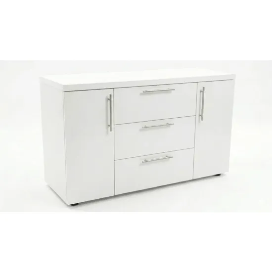 Comodă Mashtab Madrid cu 3 sertare dubla, 120x43x80 cm, Alb