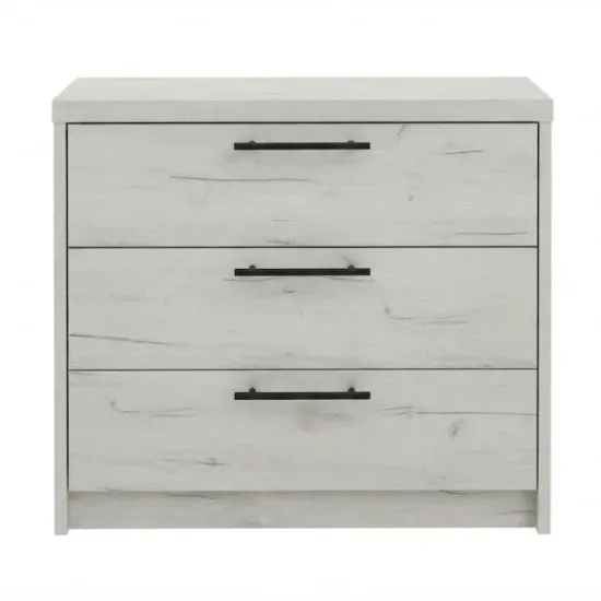 Comodă Mashtab Valencia Dubla, 80x38x70 cm, Stejar alb