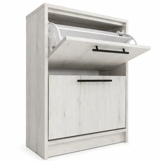 Pantofar Mashtab Soria cu 2 usi, 64x29x83 см, Stejar alb