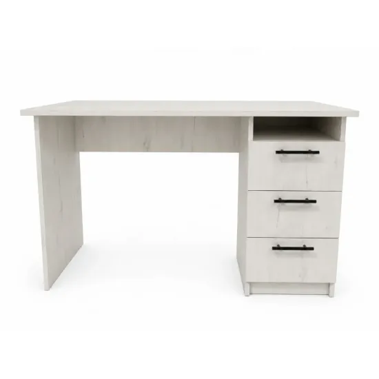 Masa de birou Mashtab cu 3 sertare, 120x60x75 cm, Stejar alb