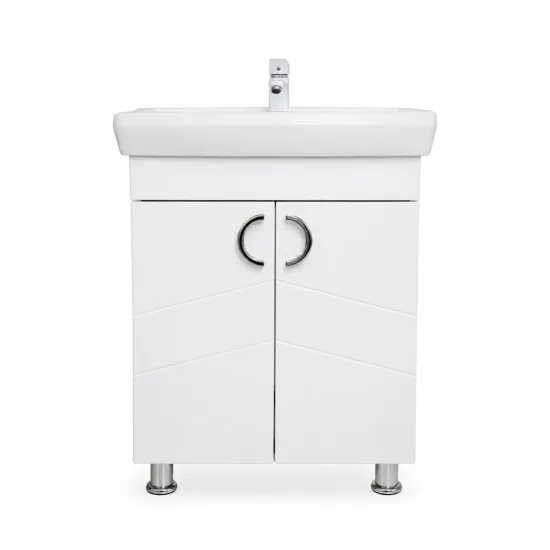Шкаф под умывальник Mashtab Alpin (ML) 65 cm, напольный с 2 дверцами, Белый Мат (12133)