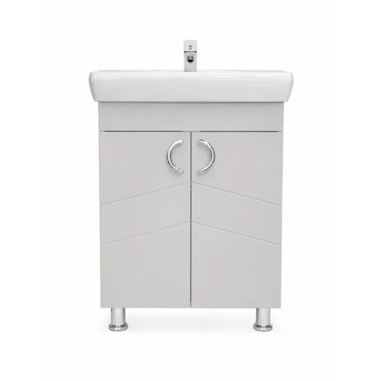 Шкаф под умывальник Mashtab Alpin (ML) 65 cm, напольный с 2 дверцами, Бежевый матовый (12132)