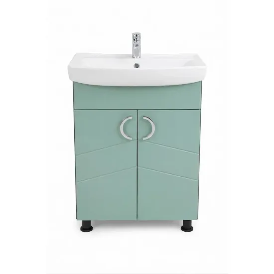 Шкаф под умывальник Mashtab Alpin (CL) 60 cm, напольный с 2 дверцами, Бирюзовый мат (12465)