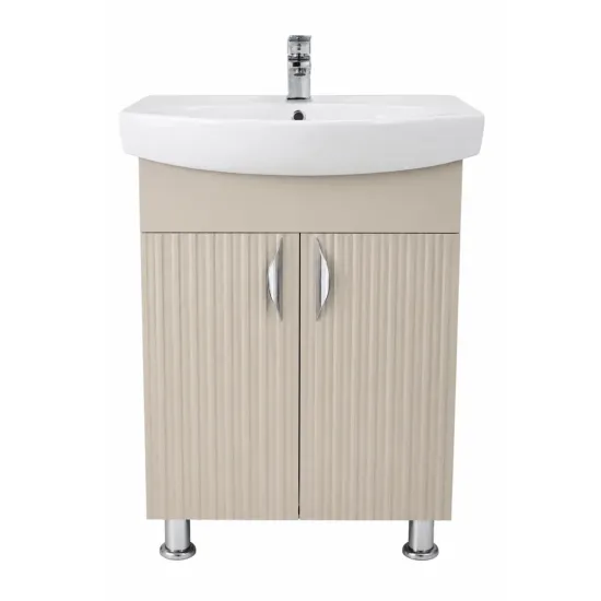 Шкаф под умывальник Mashtab Aqua (CL) 60 cm, напольный с 2 дверцами, Бежевый матовый (12466)