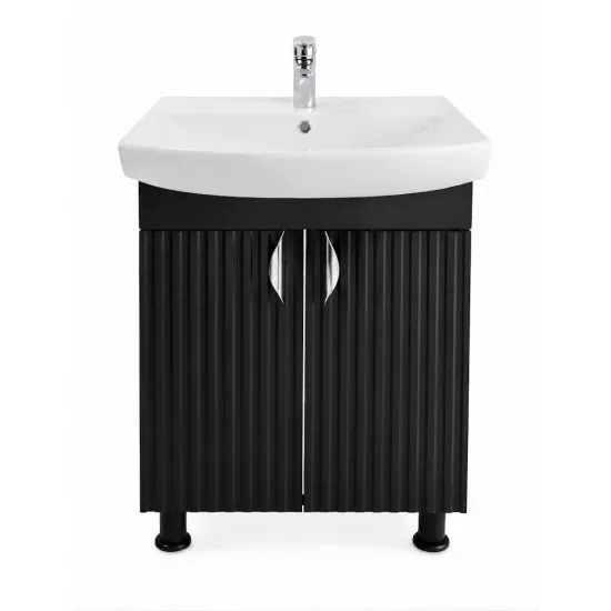 Шкаф под умывальник Mashtab Aqua (CL) 60 cm, напольный с 2 дверцами, Черный матовый (12467)